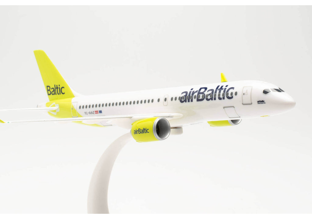 Airbus A220-300 Air Baltic Plane Model with Stand – 1/200 Scale 613637 Herpa