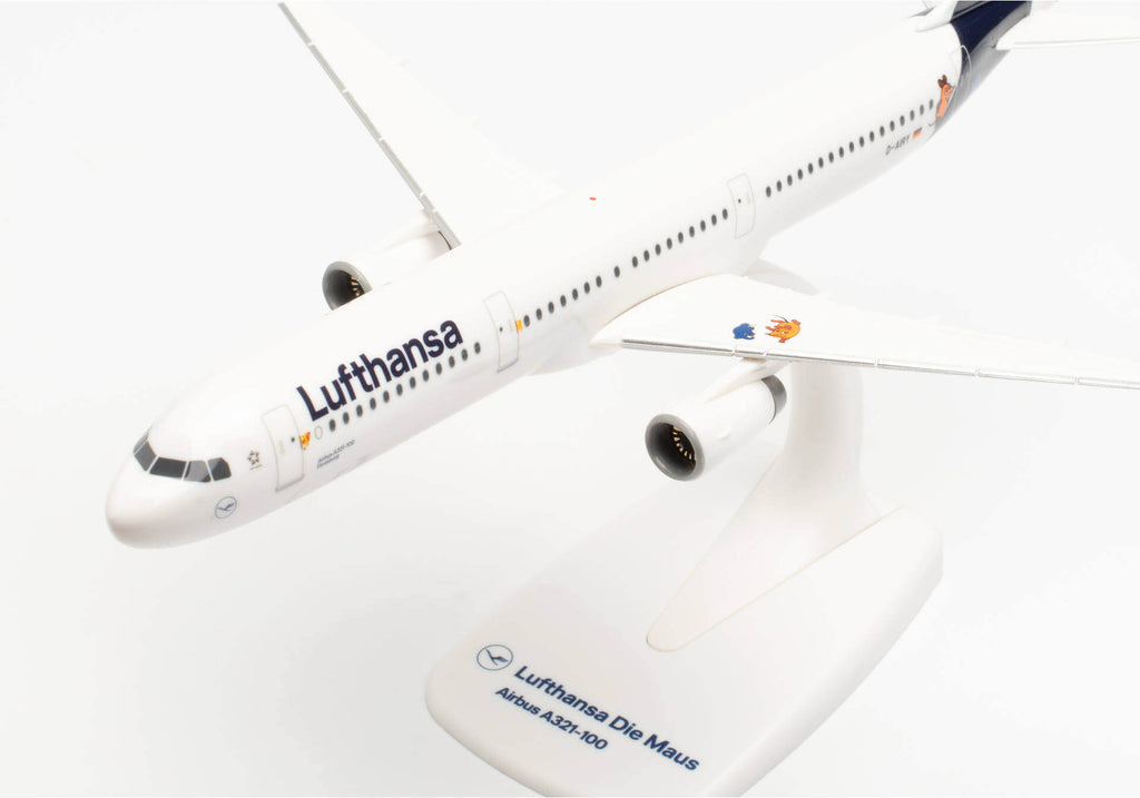 Airbus A321 Lufthansa "Die Maus" Plane Model with Stand – 1/200 Scale Herpa Wings