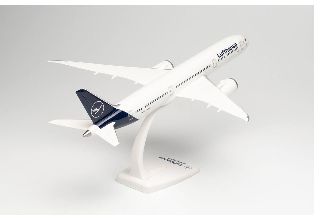 Herpa Boeing 787-9 Lufthansa Snap-Fit Plane Model on display stand